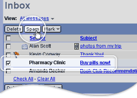 Use the 'Spam' button to train the Spam filter